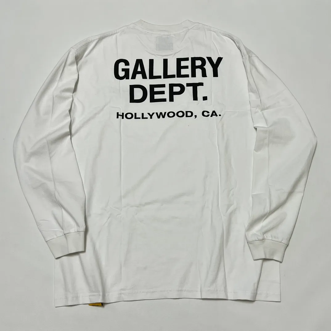 GALLERY DEPT. SOUVENIR L/S TEE English LOGO Basic Long Sleeve White S-XL Genuine Uniform Cylindrical No Side Seam Linen Cotton Fabric Garment Wash Preshrunk Correct Fit Correct Accessories